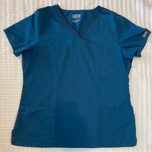 Cherokee Women's Solid Caribbean Blue Scrub Top